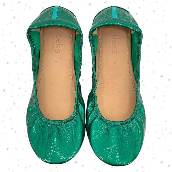 Tieks Emerald Green Patent Leather Ballet Flats Classic Holiday Shoes Size 9 - Picture 1 of 9
